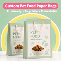 Sacs en papier personnalisés pour aliments pour animaux de compagnie, vente en gros, sacs d'emballage écologiques en kraft pour aliments pour chiens et chats avec poignées en corde, impression de logo
