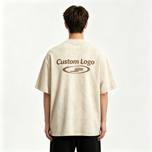 Camiseta de Algodón Oversize Premium con Estampado Serigrafiado y Lavado Ácido para Hombre, Logotipo Personalizado, Estilo Urbano, Hombro Caído, Estampado Gráfico de Alto Gramaje - Product Image 3