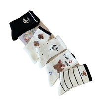 Nouvelles chaussettes d'automne et d'hiver pour femmes : chaussettes mi-mollet avec rayures, pois, dessins animés, mignon petit chien, chaussettes en coton, sans os