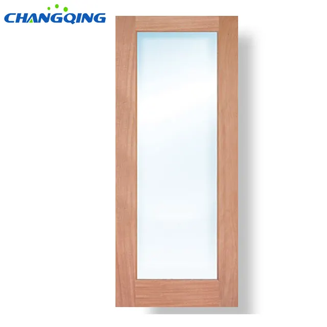 12 Lite Kayu Solid dengan Lempengan Pintu Kaca Tempered