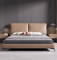 Lit King Size de luxe, style italien moderne, mobilier de chambre à coucher en bois, lit double confortable en cuir souple