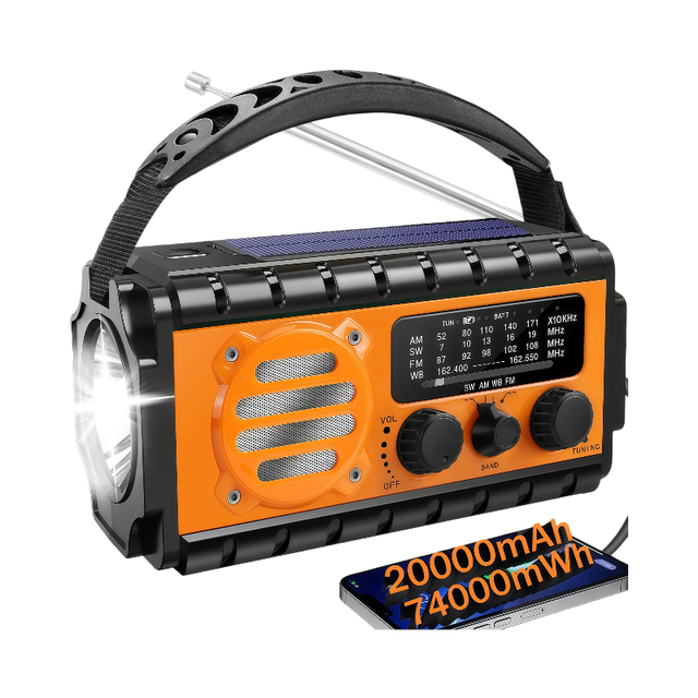 Must-Have Emergency Solar Radio ABS Hand Crank 10W 20000mAh Power Bank AM/FM Weather Alert Survival for for Clean Energy