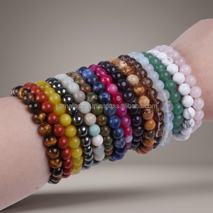 Bracelet élastique fait main en agate naturelle de 8 mm, pierre semi-précieuse de guérison, chakra, nouvelle ère, Thanksgiving - Product Image 6
