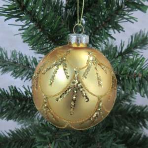 Adornos Navideños de Cristal Pintados a Mano en Oro Mate Champán de 8 cm para Colgar en el Árbol de Navidad - Product Image 5