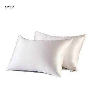 थोक तकिया मामले जिपर आकार-22 Mm रेशम Pillowcase रानी आकार सफेद जिपर 100% शहतूत रेशम तकिया मामले