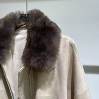 Vêtements pour femmes, automne-hiver, nouveau manteau, fermeture éclair, veste en daim à manches longues avec col en fourrure
