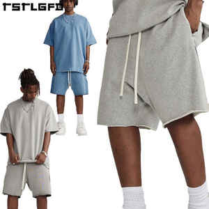 Custom Unisex Sweat <b>Shorts</b> Raw Edge French Terry Eco-friendly Clothing Custom 260g 100% Cotton Unisex Acid Wash <b>Baggy</b> <b>Shorts</b> - Product Image 4