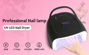 Lampe à ongles UV LED sans fil rechargeable 60W avec capteur automatique, séchoir à gel avec écran LCD pour la maison et le salon - Product Image 2