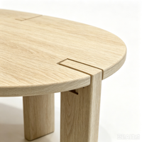 Ensemble de tables basses ovales modernes en bois de chêne clair naturel, durables, écologiques, avec assemblage à tenons apparents, style scandinave, gigognes, basses