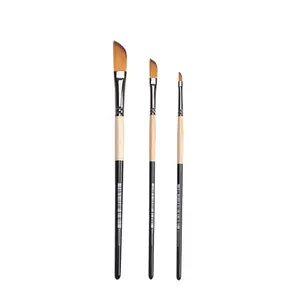 Paul Cezanne Custom Professional 3PCs Art Nylon Painting Brush Set, Mango de madera Nylon Pinceles para pintura al óleo