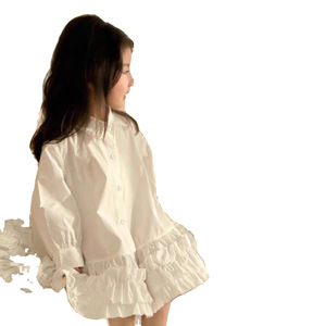 Tongxingyuan Girls Shirt Dress Long Sleeve Pleated Breathable Spring Summer Autumn Princess Style - Product Image 5