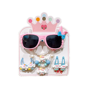 Mode coréenne, lunettes <span class=keywords><strong>de</strong></span> <span class=keywords><strong>soleil</strong></span> polarisées mignonnes pour femmes, collier, bracelet, ensemble <span class=keywords><strong>de</strong></span> 7 pièces, ensemble combiné, cadeau pour enfants - Product Image 5