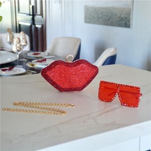 Borsa a Forma di Labbra per Donna 2026, Pochette con Strass, Borsa da Sera Scintillante, Novità per Feste, Borsa con Cristalli per Matrimoni - Product Image 6
