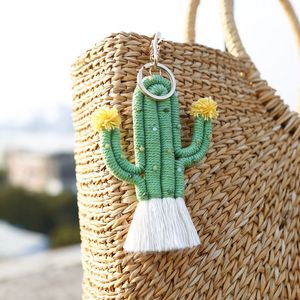 <span class=keywords><strong>Porte</strong></span>-clés en <span class=keywords><strong>macramé</strong></span> bohème faits à la main, écologiques, motif cactus et arbre, breloques de sac tissées, légers, vente en gros - Product Image 2