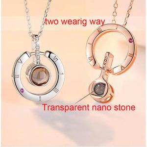 Collar personalizado <span class=keywords><strong>de</strong></span> MATERIAL <span class=keywords><strong>de</strong></span> cobre para amantes, colgante <span class=keywords><strong>de</strong></span> <span class=keywords><strong>corazón</strong></span> con proyección <span class=keywords><strong>de</strong></span> 100 idiomas - Product Image 5