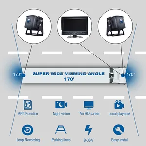 Cámara de visión trasera para conducción, Monitor DVR de 2 canales, 7 pulgadas, 1080P, IPS, IP 68, impermeable, MP5, grabadora de vídeo Digital
