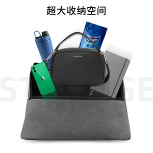 Sac de rangement pour console centrale de voiture, organisateur multifonctionnel en cuir avec porte-gobelets pour l'intérieur de la voiture, noir, gris, bleu, marron - Product Image 4