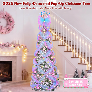 Árbol <span class=keywords><strong>de</strong></span> <span class=keywords><strong>Navidad</strong></span> Plegable <span class=keywords><strong>de</strong></span> Felpa Preiluminado <span class=keywords><strong>de</strong></span> 6 Pies con Cinta <span class=keywords><strong>de</strong></span> Colores y Adornos <span class=keywords><strong>de</strong></span> Bolas <span class=keywords><strong>de</strong></span> <span class=keywords><strong>Navidad</strong></span>, Decoración para el Hogar y el Festival <span class=keywords><strong>de</strong></span> Primavera - Product Image 5