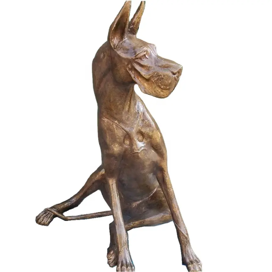 รูปปั้นสุนัขสำหรับตกแต่งบ้าน,รูปปั้นทองสัมฤทธิ์รูปสุนัข Great Dane หล่อด้วยทองแดง