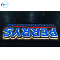 Enseigne extérieure commerciale avec logo 3D, lettres lumineuses LED, en métal peint, logo 3D personnalisé avec panneau arrière