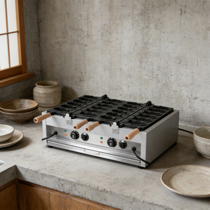 Máquina Eléctrica para Taiyaki <span class=keywords><strong>de</strong></span> Doble Fila, 12 Moldes, 6kW, Acero Inoxidable, 50-300 ° C, para comida callejera y tienda <span class=keywords><strong>de</strong></span> postres - Product Image 2