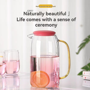 Juego de teteras de vidrio de gran volumen con aislamiento térmico y degradado de color, de alta estética, color rosa, para el hogar, apto para altas temperaturas y como tetera fría - Product Image 2