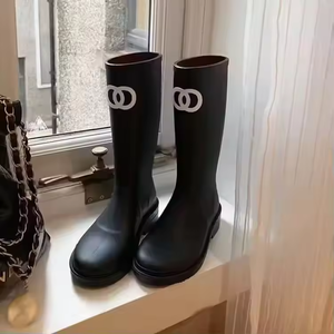 Nouvelles bottes hautes à talon épais pour femme, automne 2025, bottes Chelsea hautes jusqu'au genou, cuir microfibre, solides, augmentant la taille - Product Image 3