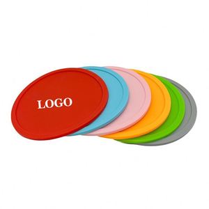 Custom Logo 10cm Diameter Silicone Rubber Coasters Soft Non-slip Heat Resistant Multi-color <b>Cup</b> <b>Mat</b> Pad for Drinks - Product Image 2