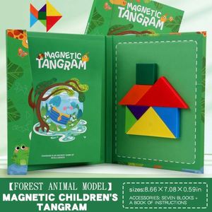 Jeux de puzzle stimulants pour les voyages en voiture, défis éducatifs de puzzles à motifs, blocs magnétiques Tangram - Product Image 2