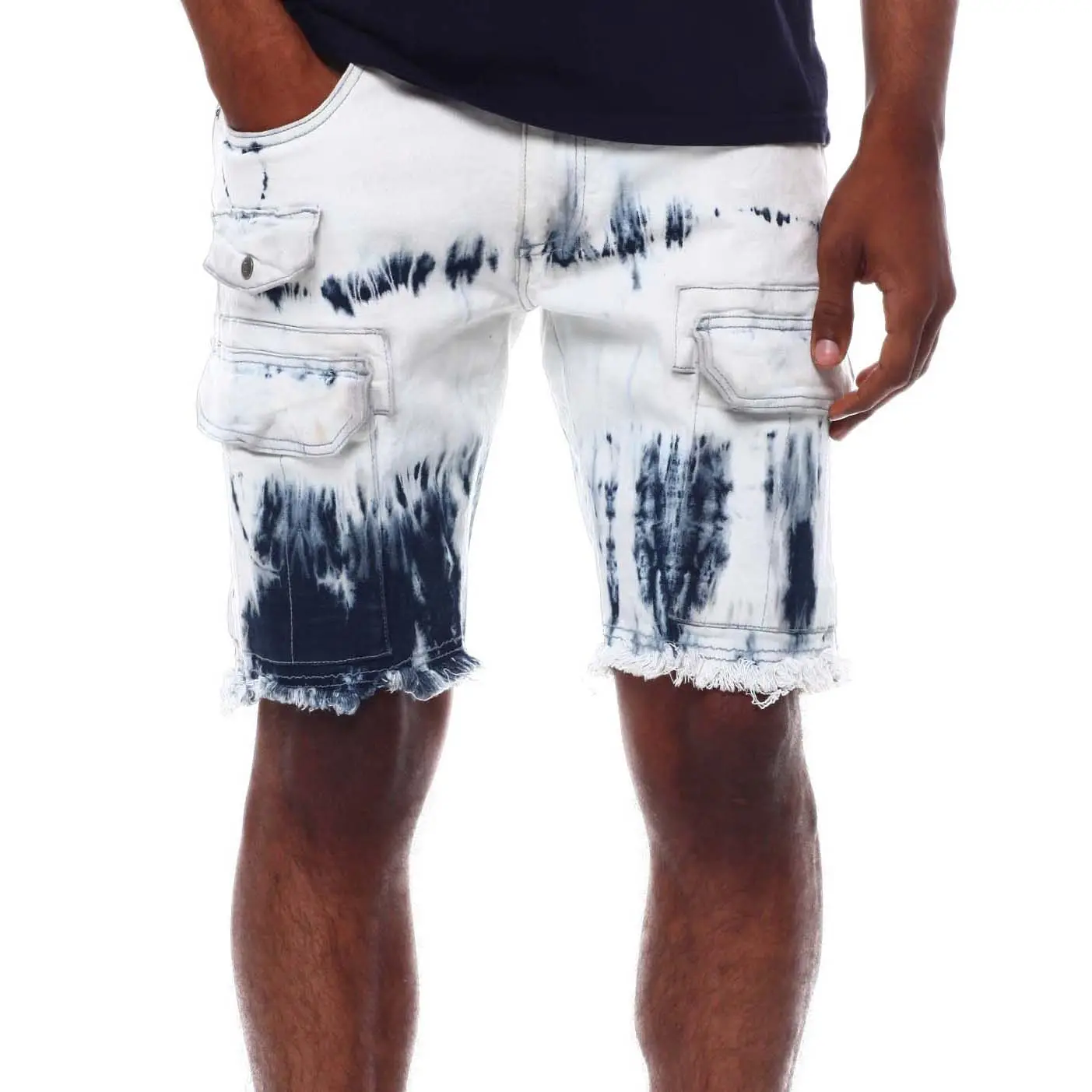 New Arrival Custom Designers Men's Short Jeans AeeDenim Destroy snow wash Skinny Slim fit Denim Shorts Men