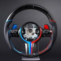 Volant de direction à fond plat en fibre de carbone pour BMW avec LED pour F30 F10 F15 F16 F20 M3 M5 X5 X6