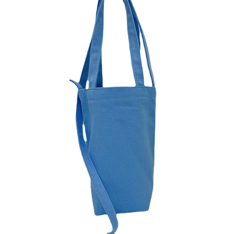 Eco Friendly Pure Color Canvas Tote Bag with Side Pocket