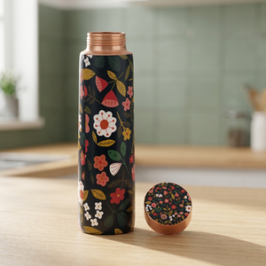 Thermos en acier inoxydable à motif floral avec couvercle, bouteille d'eau portable de voyage - Product Image 2