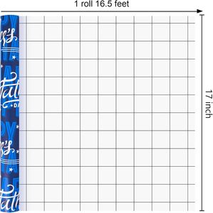กระดาษห่อของขวัญวันพ่อ สีฟ้า ลายตัวอักษรศิลปะ กระดาษเคลือบพร้อมเส้นตัดด้านหลัง ปรับแต่งได้ - Product Image 2