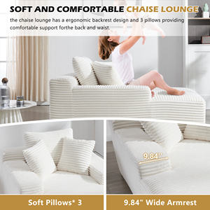 Sofá modular tipo chaise longue de pana a rayas, extragrande, con asiento profundo, para el suelo, con cojines decorativos, para sala de estar y dormitorio - Product Image 6