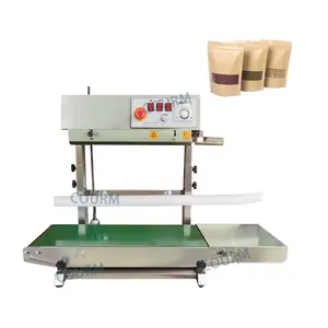 FR450 vertical automatic commercial rice bag vacuum plastic bag stainless steel continuous thermoplastic sealing machine