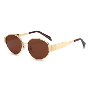Oval Sunglasses Metal Frame UV400 Protection Unisex Fashion <b>Sunscreen</b> Travel Driving Party - Product Image 3