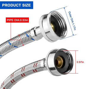Tuyaux de <span class=keywords><strong>machine</strong></span> à <span class=keywords><strong>laver</strong></span> en acier inoxydable-Tuyaux d'alimentation universels chauds et froids Lignes d'alimentation d'entrée de connexion d'<span class=keywords><strong>eau</strong></span> rayées - Product Image 3