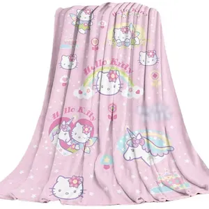 Kawaii merhaba benim Kitties peluş battaniye Blanket mis melodi yumuşak pazen battaniye çocuk bebek kanepesi ev odası dekor Sanrios atar battaniye