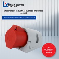 Soket Industri Tahan Air IP66 Empat Lubang Merah LX-114N/LX-124N; Pemasangan di Permukaan 16A/32A; Pesanan Massal Nikmati Harga Preferensial