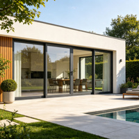 Porte coulissante en alliage d'aluminium à double vitrage pour patio, entrée, poussoir-tiroir, isolation thermique pour villa et hôtel