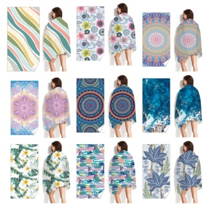 ผ้าเช็ดตัวชายหาดไมโครไฟเบอร์พิมพ์ลายดอกไม้ทันสมัย ซึมซับน้ำได้ดี แห้งเร็ว น้ำหนักเบา ไม่ติดทราย ใช้ในบ้านได้ - Product Image 1