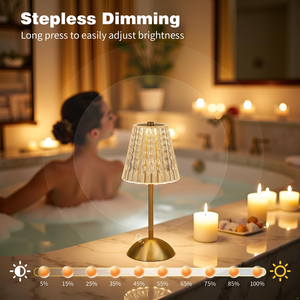 Cordless <b>Table</b> Lamp Rechargeable Battery Operated Lamp 3 Color Modes Stepless Dimmable <b>LED</b> Touch Portable Crystal Gold Lamp - Product Image 3