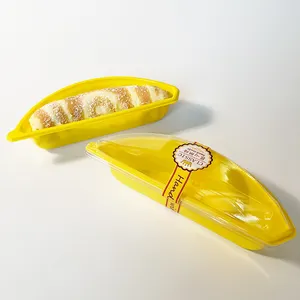 Factory new design blister packaging clear plastic clamshell food box banana shape cake plastic box