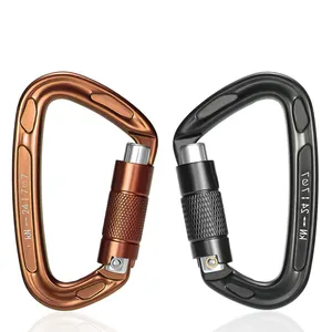 Kait Carabiner mendaki berbentuk D 24kN D pengunci otomatis klip Carabiner ringan untuk penyelamatan mendaki batu/es