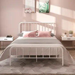 Structure de meubles de chambre à coucher en métal noir populaire Top vente pas cher cadre de lit en métal pour mezzanine simple et durable