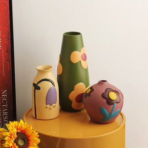 Vase en céramique peint à la main de style Wabi-Sabi moderne et minimaliste Baihanmei pour arrangement floral dans le salon, entrée ou zone <span class=keywords><strong>TV</strong></span> - Product Image 2