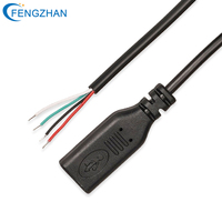 Cable Pigtail Tipo-C Macho 28AWG de 4 Hilos Abiertos, con Soporte para Cualquier Conector Personalizado en el Extremo Opuesto para Soldadura de Cableado de Dispositivos