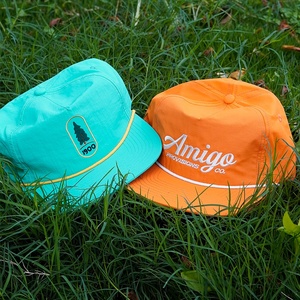 Custom Snapback Hats With Rope Nylon 5 Panel Embroidery logo Unstructured Caps - Product Image 1