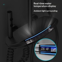 Ensemble de robinetterie de douche intelligent à LED avec éclairage d'ambiance, finition cuivre gris, pommeau de douche à jet doux et design luxueux